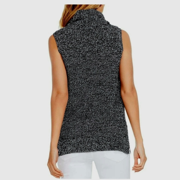 Vince Camuto Knit Cowl Neck Sweater Sleeveless Split Hem Marled Size Small NWT - Picture 9 of 13